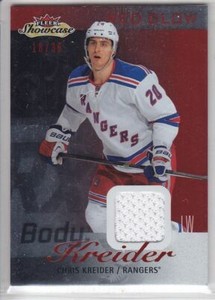2013-14 FLEER SHOWCASE CHRIS KREIDER JERSEY RED GLOW /36 GAME USED Rangers