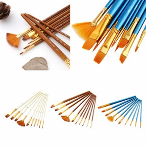 10Pc Assorted Nylon Hair Paint Brushes for DIY Watercolor Arylic Painting - Picture 1 of 14