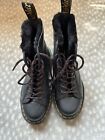 Doc Marten Black Leather Shearling Lined Boots Men's 7 Womens 8 Combat Boot