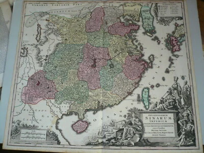 China,Generalmap,Seutter M., anno 1730, contemporary coloured Coppermap,ORIGINAL - Image 1 of 4