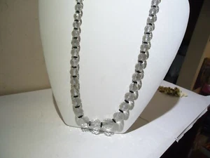 VINTAGE ART DECO CRYSTAL GRADUATED BEAD NECKLACE BLACK RONDELLE SPACERS 28" - Picture 1 of 9