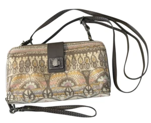 SAKROOTS Foldover Crossbody Wallet Purse Wristlet Pastel One World Coated Canvas - Picture 1 of 3