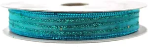 Firefly Sheer Glitter Stripe Ribbon, 5/8-inch, 50-Yard (Turquoise) - Picture 1 of 1