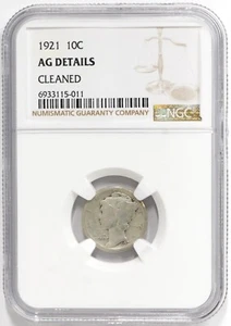1921 Mercury Dime NGC AG-Details (Cleaned) - Picture 1 of 4