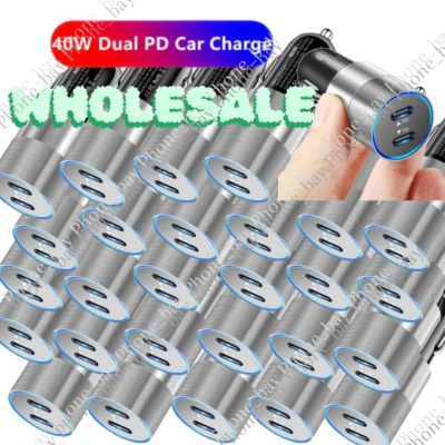 40W Dual USB PD Type-C Car Charger Fast Adapter For iPhone 15 14 13 12 11 XR Lot - Image 1 of 4