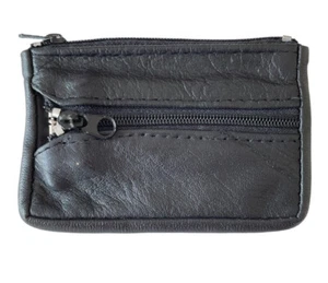 Coin Purse Change Mini Wallet Leather 3 Compartment Zip & Clip Vintage Style - Picture 1 of 14