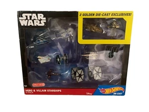 Star Wars Hero Villain Diecast Starships 11 pack with 2 Golden ships Hot Wheels - Picture 1 of 2