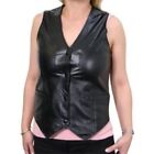 Vest Leather Jacket Womens Size Biker Motorcycle Coat Sleeveless Vintage Black 7
