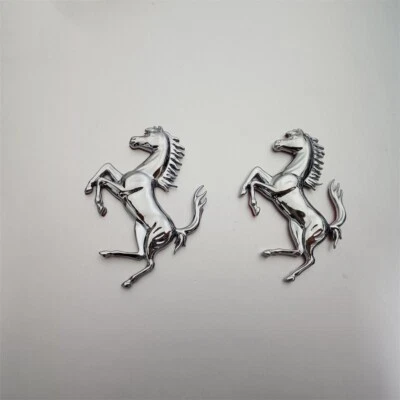 ✪ 2XFerrari Prancing лошадь хром серебро медь эмблема значок 7 * 4,8 см (подходит многим) - Изображение 1 из 3
