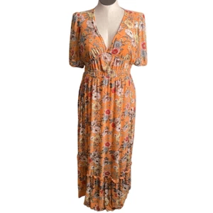 Festivalwear Abito Junior Neon Retrò Floreale Maxi Abito L Prairiecore Micro Maglia - Foto 1 di 9