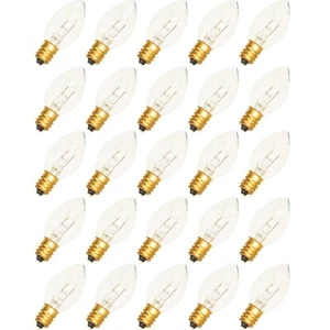 C-9 CLEAR STEADY LIGHT BULBS - BRAND NEW 1 BOX OF 25 C9 E17 INCANDESCENT - Picture 1 of 7