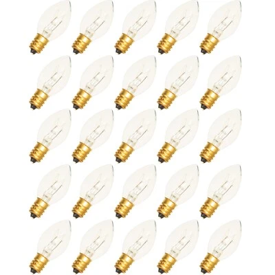 C-9 CLEAR STEADY LIGHT BULBS - BRAND NEW 1 BOX OF 25 C9 E17 INCANDESCENT - Image 1 of 4
