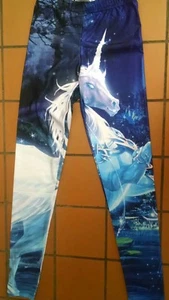 Women's Size S Leggings Enchanted UnIcorn Print Blue Stretchy - Picture 1 of 4