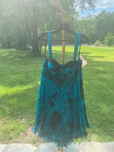 Vintage Diane Freis Original Short Dress 80's style Black/Green Womens size 12 - Picture 1 of 7