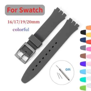 Silicone Watch Band for Swatch 17/19/20/16mm Colorful Rubber Strap Replacement - Picture 1 of 35