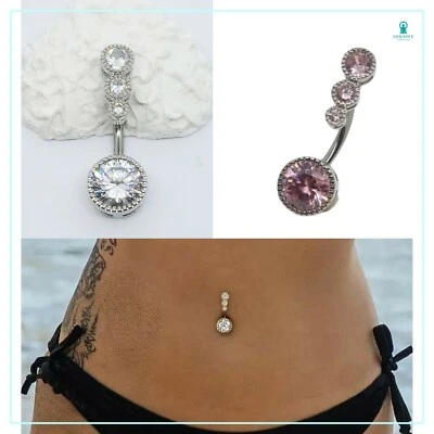 Piercing da ombelico in acciaio inox banana gioiello con zircone bianco - Immagine 1 di 4