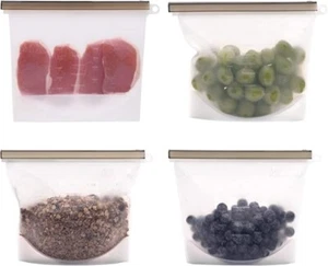 Reusable Silicone Food Storage Bags 1500ml(4pc) Large, LEAKPROOF, AIRTIGHT - Picture 1 of 12