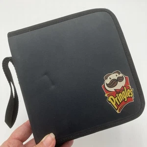 Pringles Advertising CD Case Holder 12 Disc Logo Promo Black Zipper Retro - Picture 1 of 8