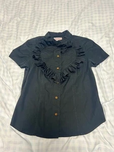 Camisa Vivienne Westwood con Volantes en Forma de Corazón Negra USADA de Japón #T0198 - Imagen 1 de 10