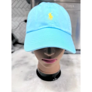 Polo Ralph Lauren Herren Baseball Cap Blau Mütze Gelb Pony Logo Strapback - Bild 1 von 7