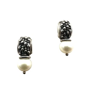 Michael Dawkins Earrings Sterling Silver Pierced Caviar Pearl Design - Picture 1 of 3