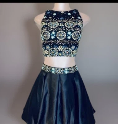 2шт Jovani черный фея прихоти трапециевидная расклешенная юбка комплект платье официальный выпускного вечера размер 0 - Изображение 1 из 4