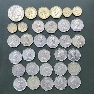 £5, £1 2 Pound & 50p Münzen (33) Diana, Hände, Taube Bill of Rights, D Day Restposten - Bild 1 von 16