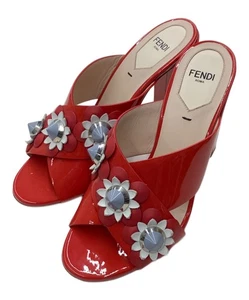 FENDI Sandals Women's Size 36.5 Red Patent Leather - Picture 1 of 9