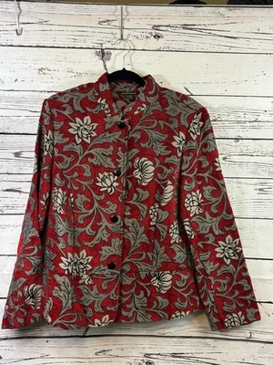 Женский портрет красный и серый цветочный блейзер XL - Изображение 1 из 4