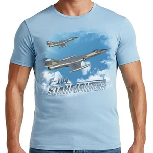 F-104 Starfighter In The Clouds Light Blue Adult T-Shirt - Picture 1 of 1