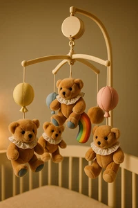 De colección Dakin Cuna Móvil Osos de Peluche Arco Iris Globos Funciona, 1986 - Imagen 1 de 14