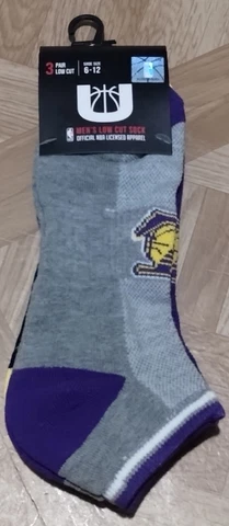 NBA Los Angeles Lakers Low Cut Socks 3 Pair Men's 6-12 Multicolors Brand New Cover
