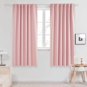Deconovo 100% Blackout Curtains with 3 Pass, 52"W x 72"L (Pack of 2), Pink - Picture 1 of 5