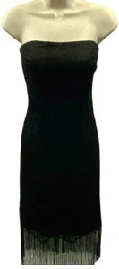 Vestido Jessica McClintock Gunne Sax Etiqueta Negra Juniors Sin Tirantes 7 Flecos de Encaje - Imagen 1 de 12