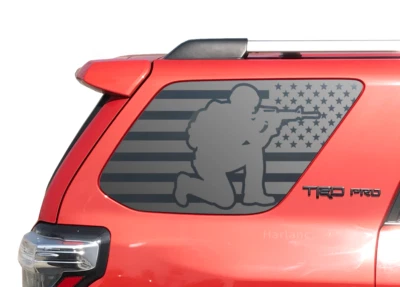 USA Flag Soldier army Decal fits Toyota 4Runner 2010-2022 TRD PRO windows TF32 - Image 1 of 4