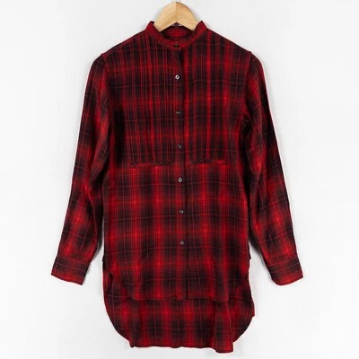 Denim & Supply Ralph Lauren XS Button Up Tunic Top Red Black Plaid Viscose NEW - Image 1 of 4