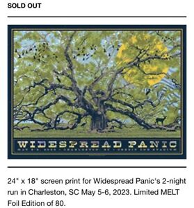 WIDESPREAD PANIC CHARLESTON, SC MELT FOIL POSTER Limited Edition XX/80 IN HAND