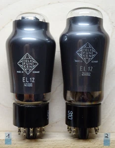 Pair: TELEFUNKEN EL12 | SEHR GUT ✅ NOS | Röhre Tube Valve - Bild 1 von 8