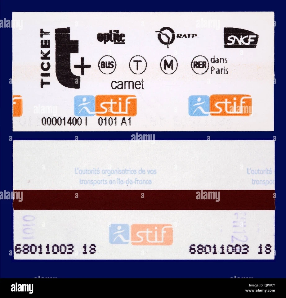x9 ticket Paris BUS TRAM et METRO RATP RER oblitéré Paris Scrapbooking - Photo 1/1