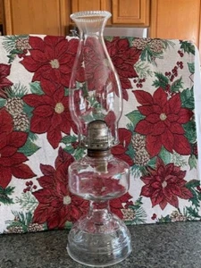 EARLY FONT Swirl BASE Pedestal OIL LAMP White Flame Light Antique 16-3/4"tall - Picture 1 of 12