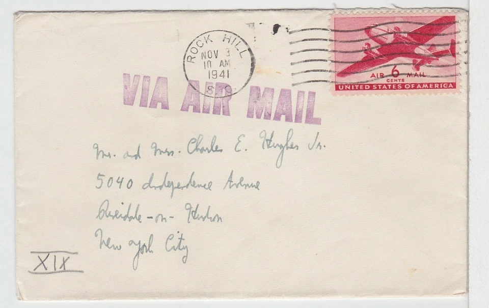 TurtlesTradingPost- South Carolina- Rock Hill, SC 1941 Airmail Cover - Image 1 of 1