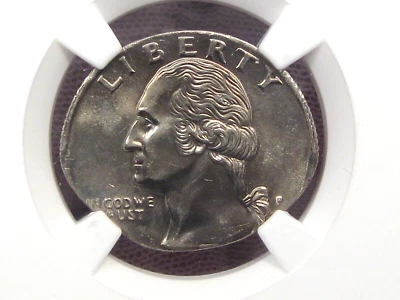 US MINT ERROR: On ELLIPTCAL PLANCHET. BU Washington P Quarter. NGC MS63 - Image 1 of 4