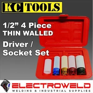 Juego de 4 piezas KC TOOLS 1/2" Drive Thin Wall Impact Socket Rueda de aleación profunda 17 - 27 mm - Imagen 1 de 6
