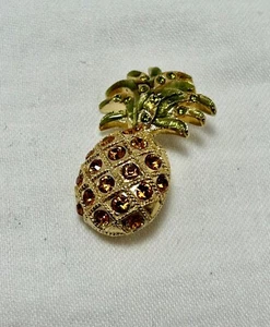 Broche vintage en tono dorado piña con diamantes de imitación - Imagen 1 de 4