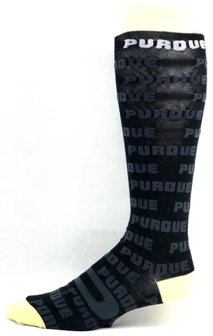 Purdue Boilermakers College Black & Gold Repeat Name Thin Long Socks Cover
