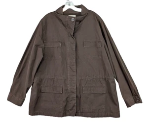 Chaqueta utilitaria Relativity bolsillos abotonados exterior algodón marrón para mujer Plus 3X - Imagen 1 de 9