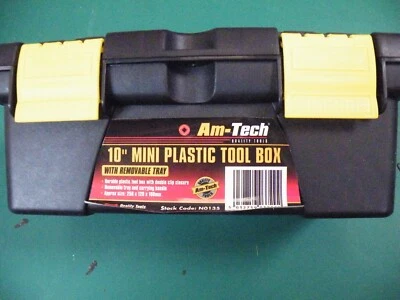 10" MINI TOOL BOX  PLASTIC AMTECH STORAGE HOBBY CRAFT STAMPS PLIERS NUTS BOLTS - Image 1 of 4
