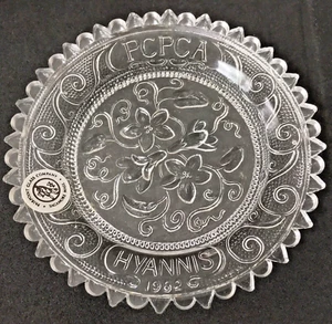 Hyannis Cape Cod Art Glass Mayflower Flower 1982 PCPCA VTG Pairpoint Cup Plate - Picture 1 of 6