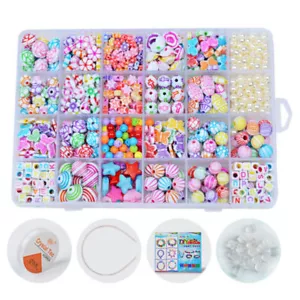 450x Bastelset Mädchen Perlen Armband Ketten basteln Schmuck Kinder auffädeln - Bild 1 von 5