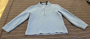 Polo Ralph Lauren Boys Sweater Knit 1/2 Zip Blue 100% Cotton Size 7 - Picture 1 of 12